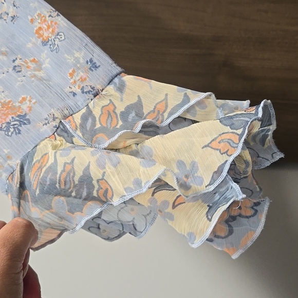 Free People X REVOLVE-Magic Hour Wrap Top in Chambray Combo-Size XS - Picture 8 of 16